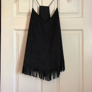 Black,  suede top w/ frindge